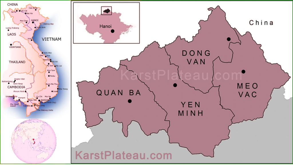 Dong Van Karst Plateau on the map